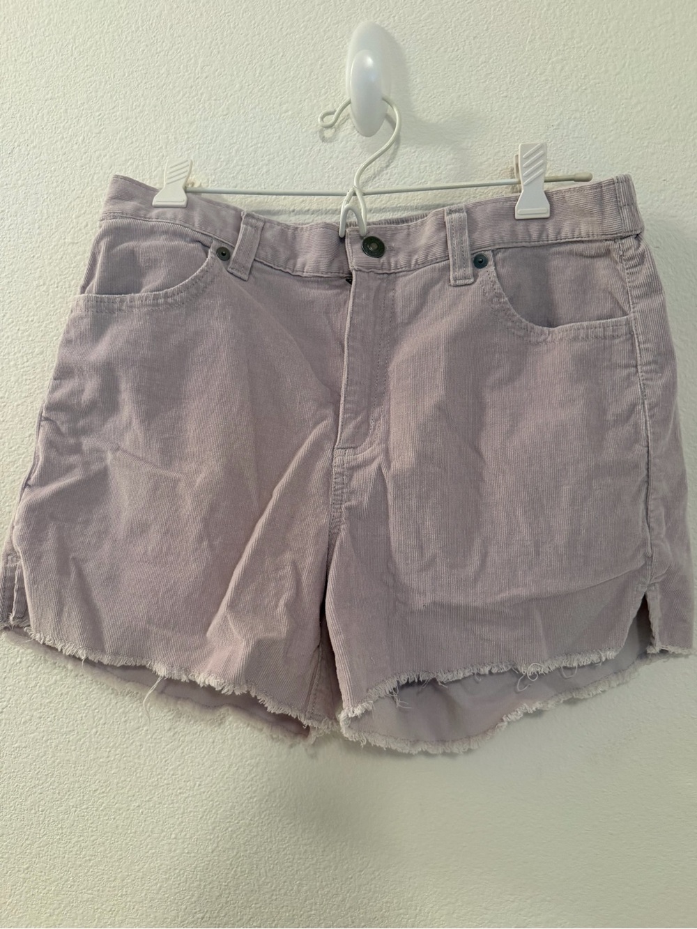 aerie Light Lilac High-Rise Corduroy Shorts with Frayed Hem